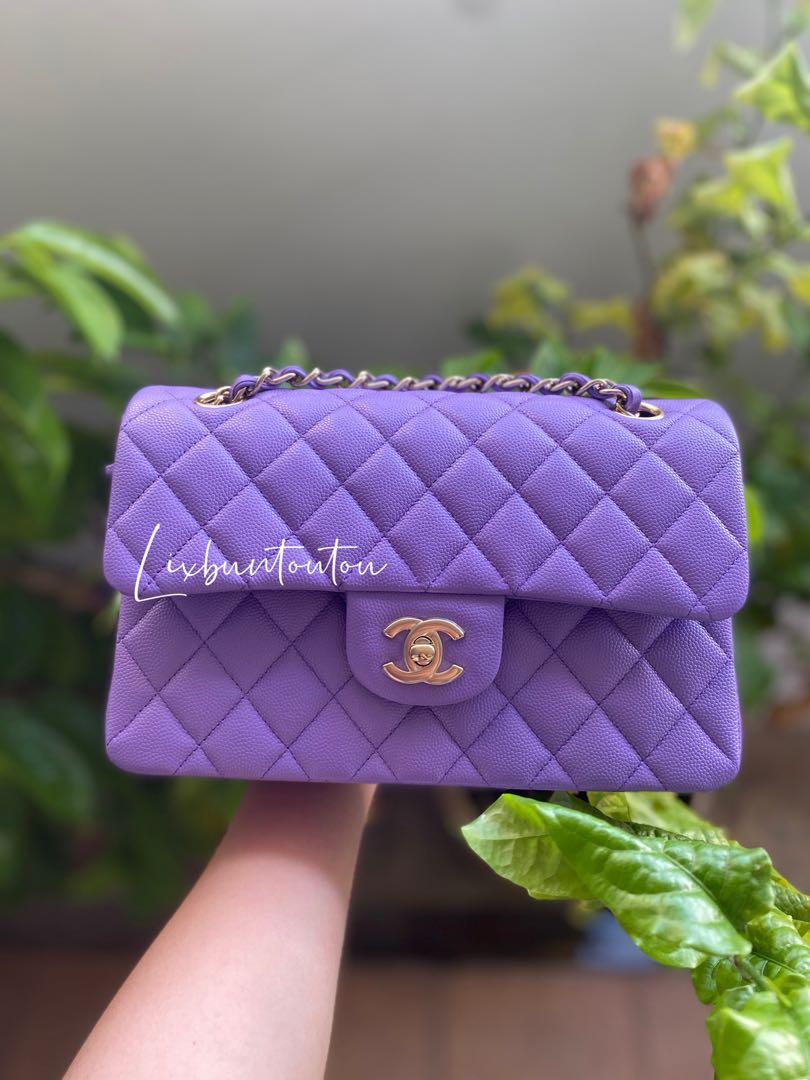 Chanel Mini Rectangular Flap Bag With Top Handle Chain Light Purple