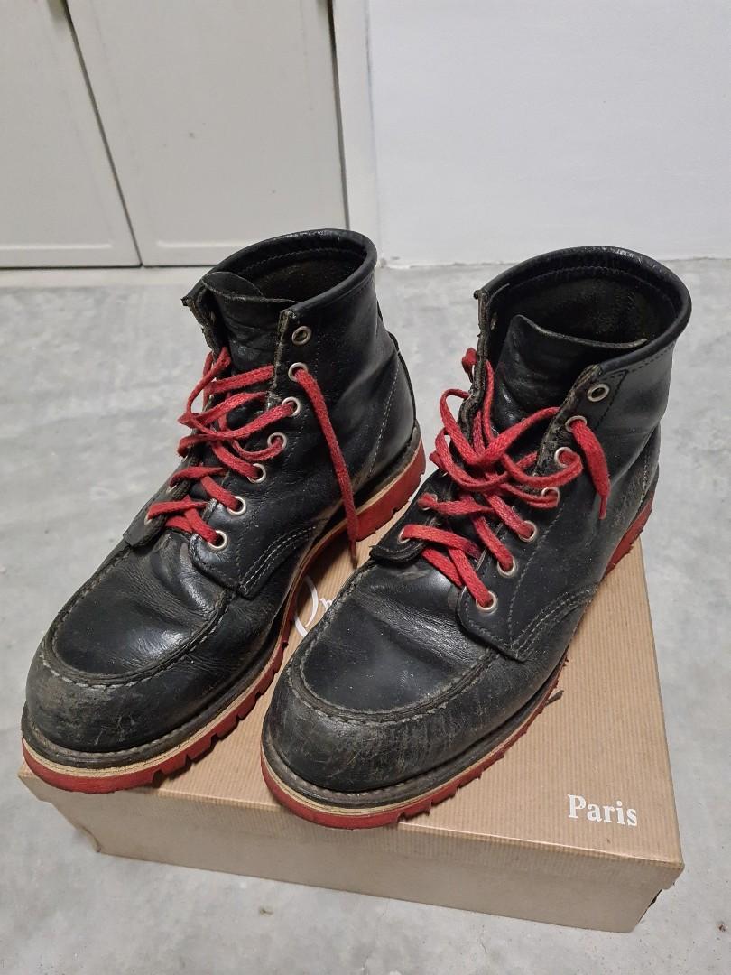 8130 Black Redwing with red Vibram sole