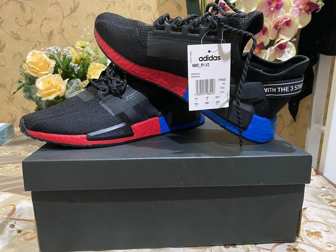 Adidas nmd r1 v2 black hotsell blue red