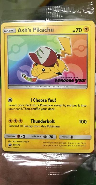 Ash's Pikachu - SM108 - Sealed Promo, Hobbies & Toys, Toys & Games on  Carousell