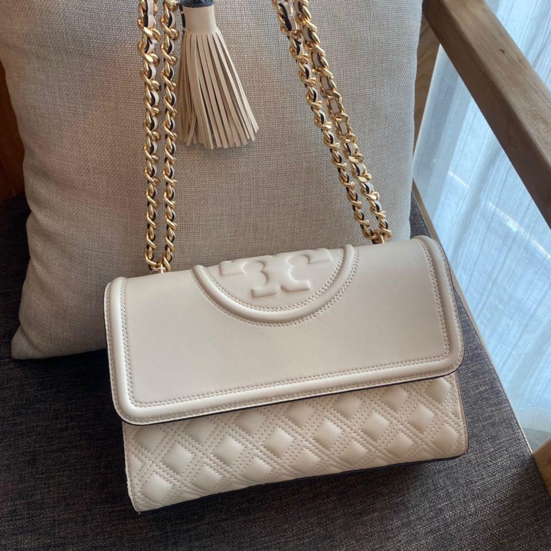 Authentic Tory Burch Fleming convertible sling bag in birch