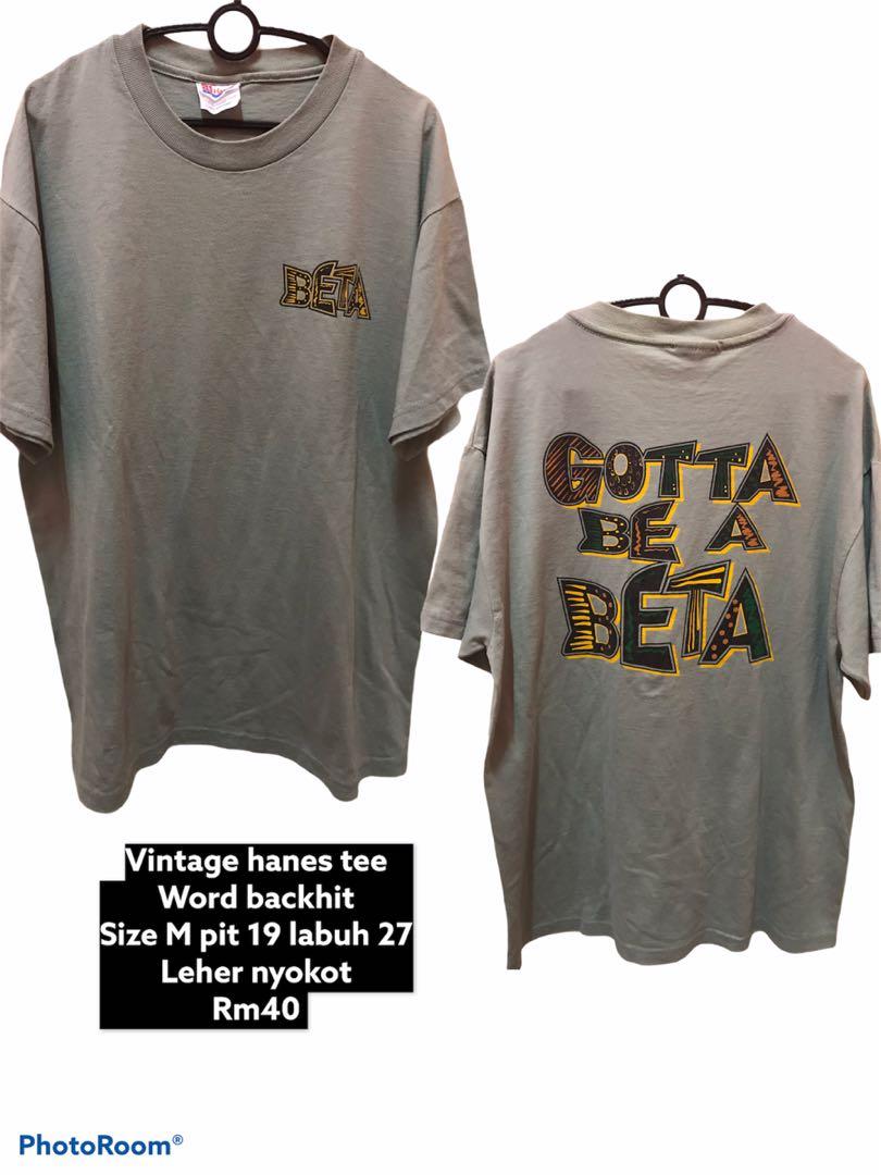 Baju Vintage Wording Tee Tag Hanes Men S Fashion Clothes Tops On Carousell