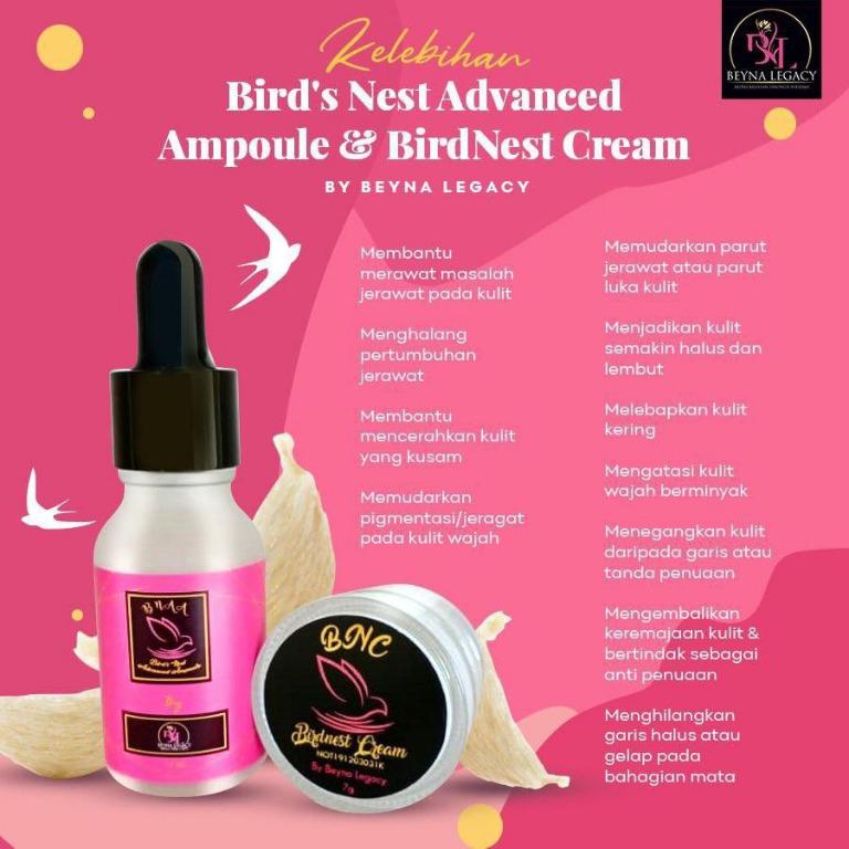Set Kombo Bnc Bird Nest Cream Bird Nest Advanced Ampoule Health Beauty Skin Bath Body On Carousell