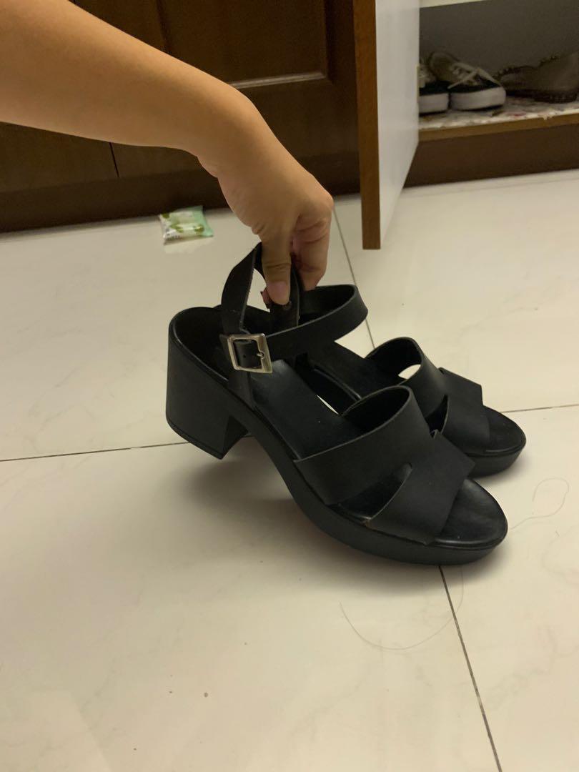 Black Topshop chunky heels Women s Fashion Footwear Heels on