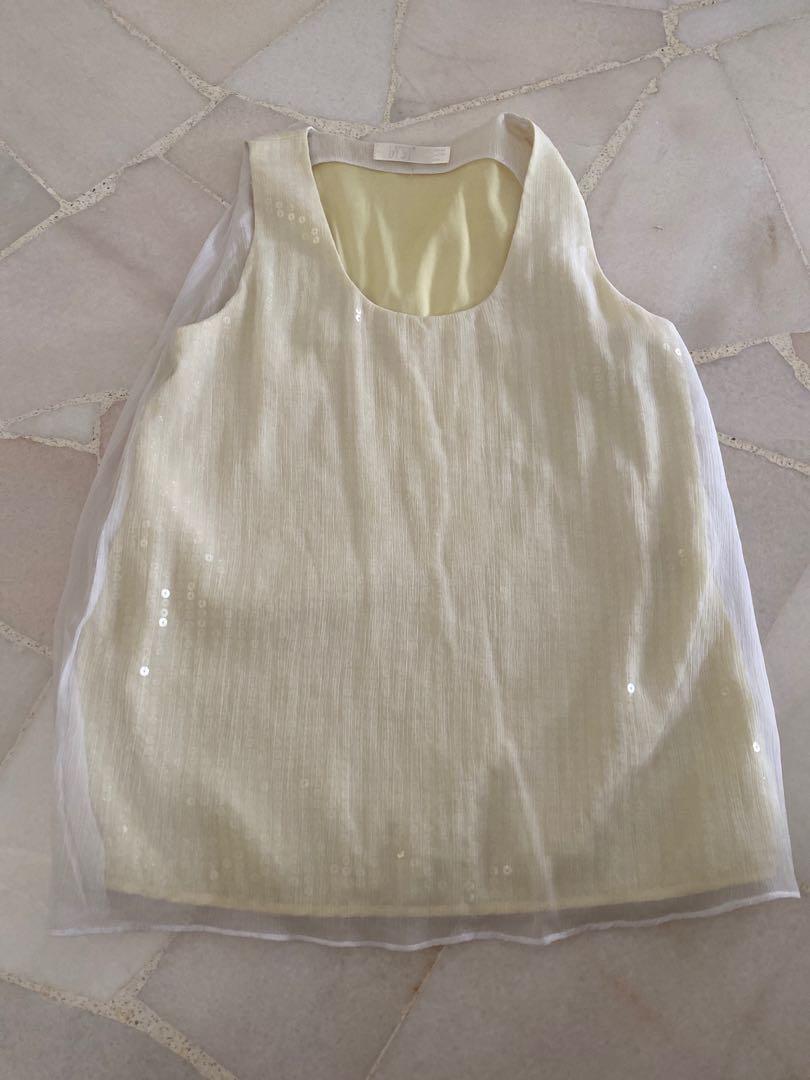 yellow sequin top