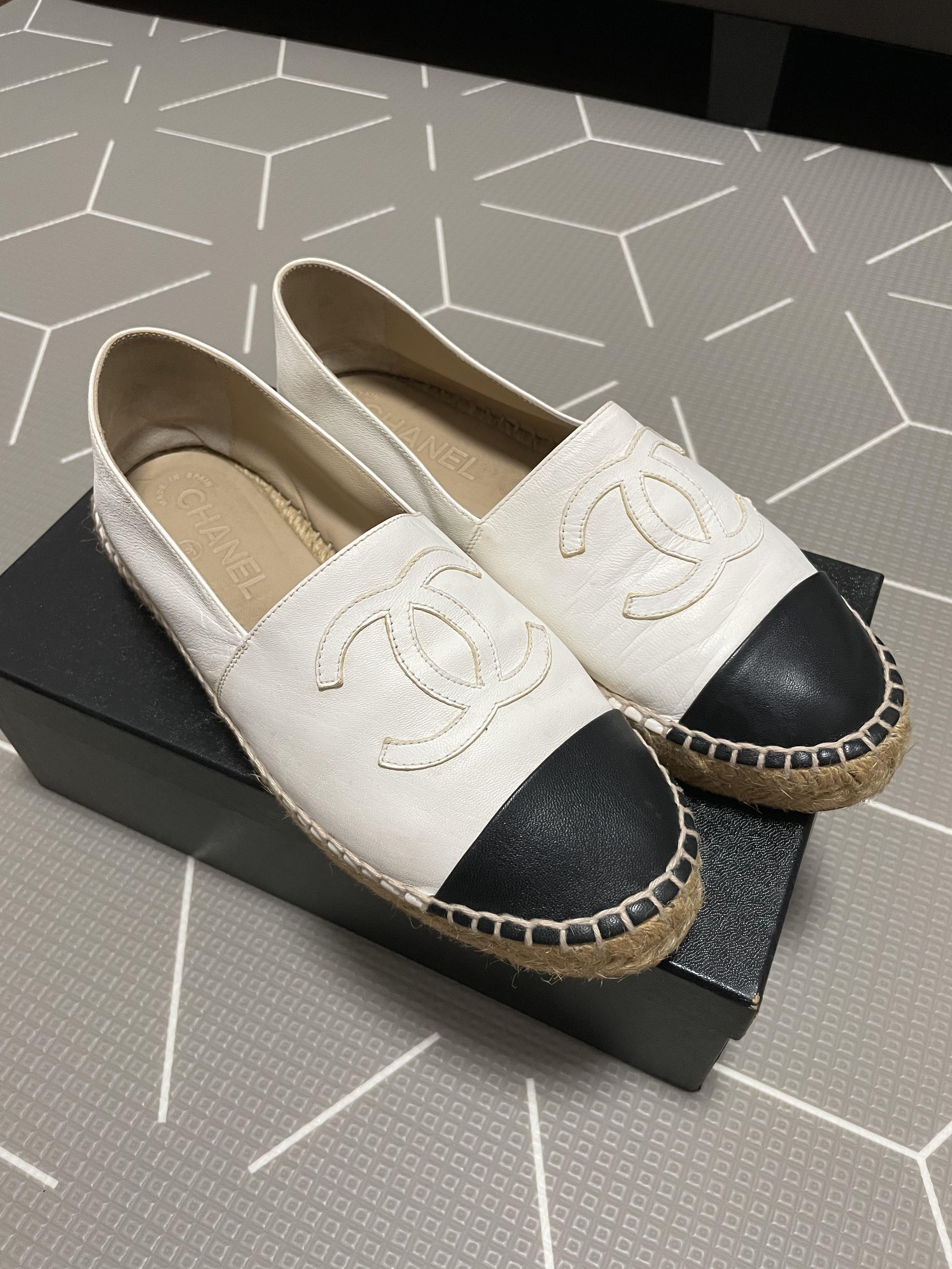 Chanel in White/ Black 37, Women's Footwear, Flats on Carousell