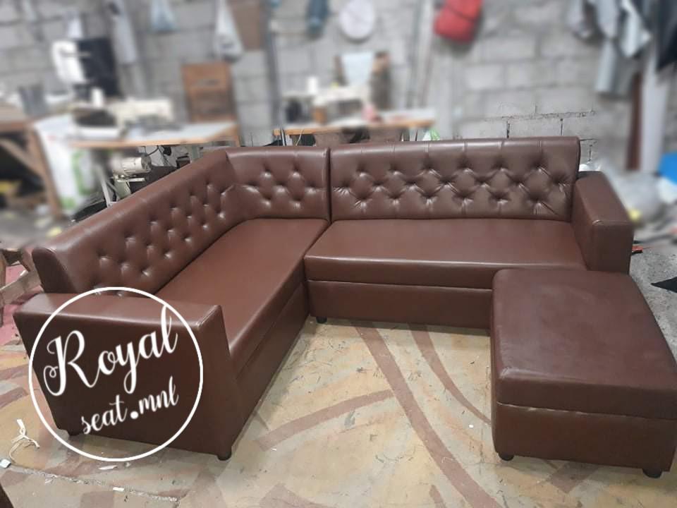 COD Lshape Sofa in Brown German leather, Furniture & Home Living