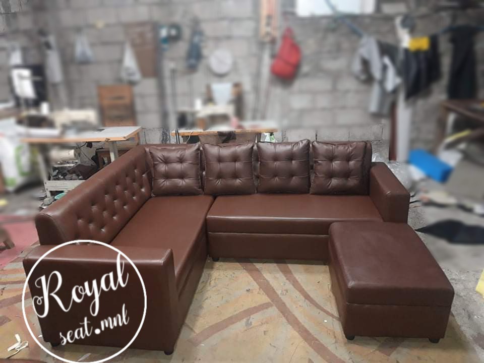 COD Lshape Sofa in Brown German leather, Furniture & Home Living