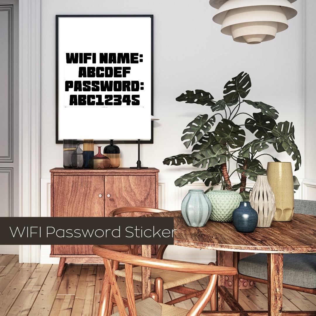 Custom WIFI name and password die cut vinyl sticker - Various colours ...