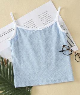 Ditsy Floral Bow Front Contrast Trim Cami Top