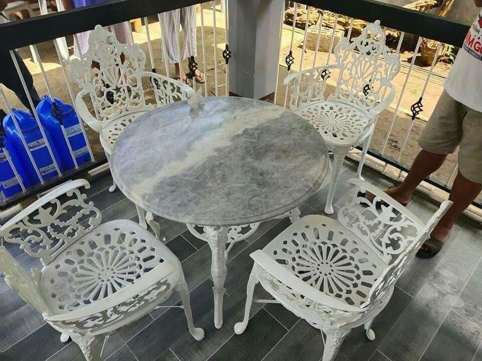 Marble garden shop table set