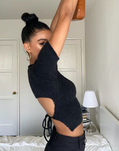 Glassons Backless Knit Top in Black 