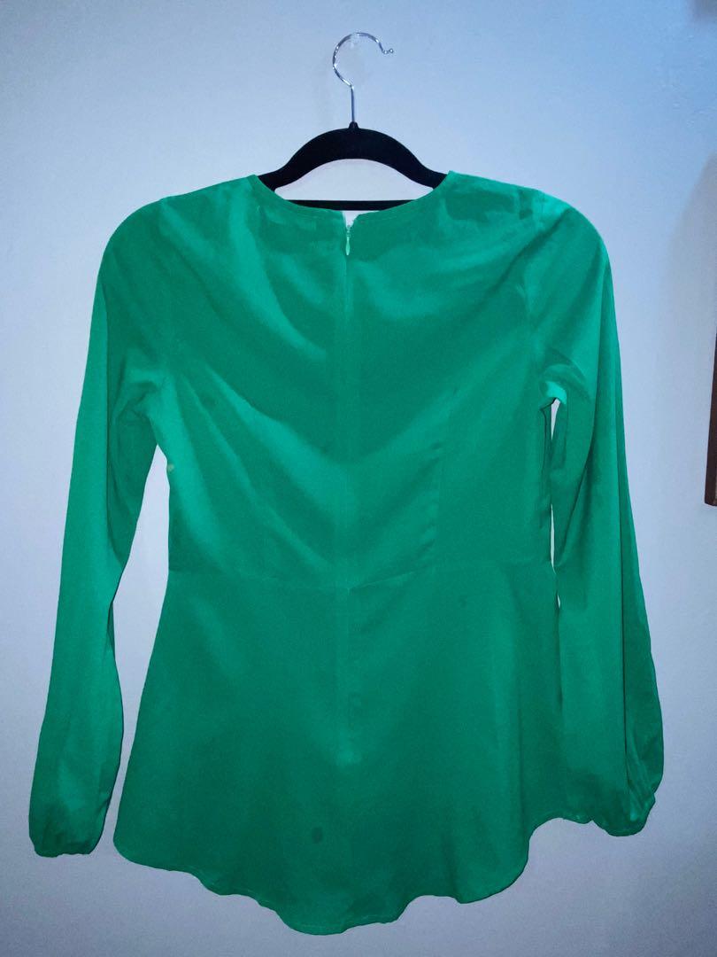 green peplum blouse