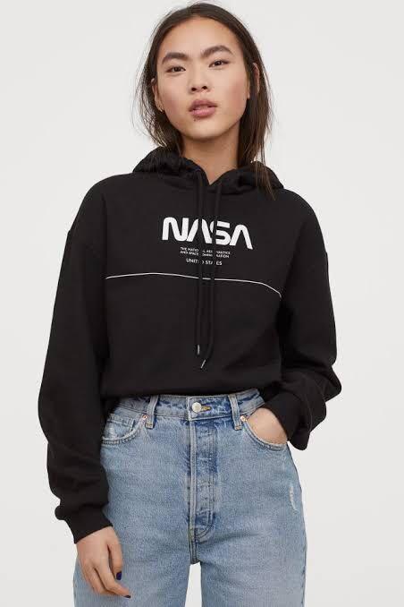 H&m nasa crop best sale hoodie