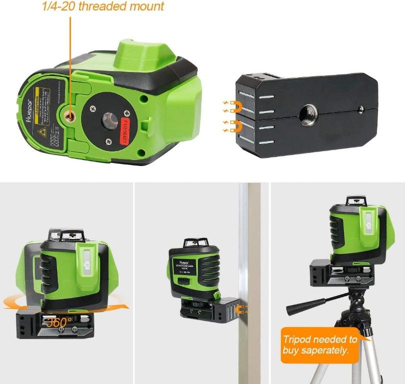 Huepar self leveling green laser level 360 top degree cross line with 2 plumb dots point
