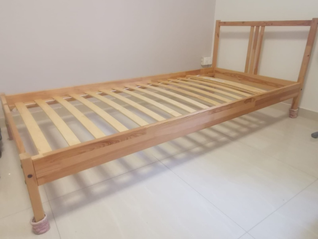 Ikea wooden single bed frame deals