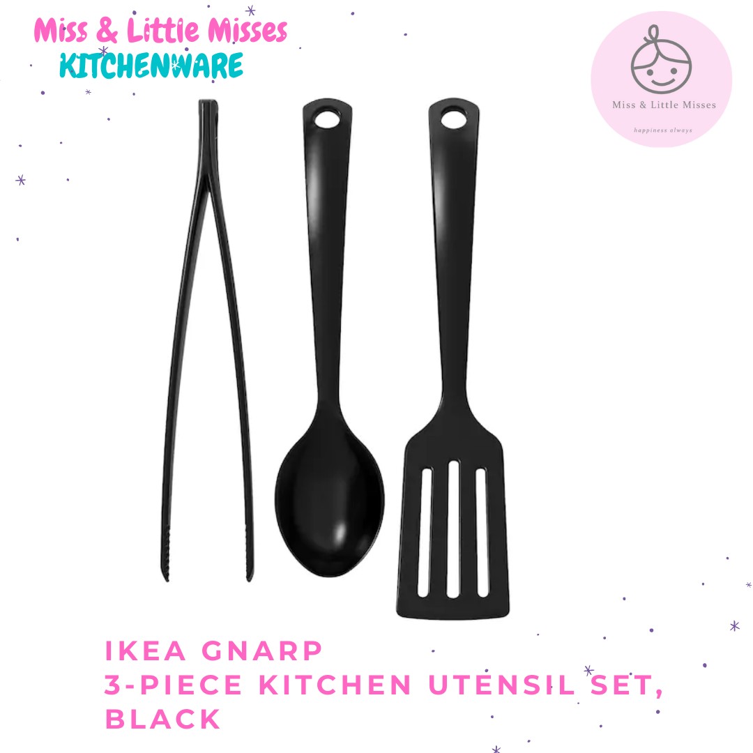 IKEA GNARP 3piece kitchen utensil set, black, Furniture & Home Living