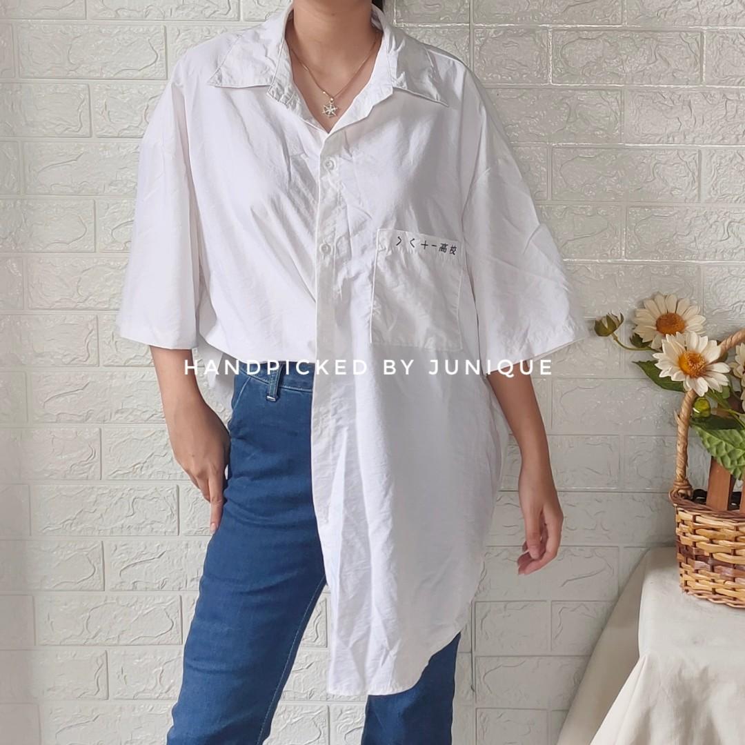 oversized white polo