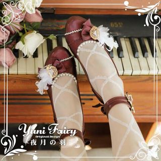 免費送 只郵寄/sf到付 Lolita YuniFairy芋妮優優 夜月之羽 紅色皮面版 高跟鞋64241447712258110