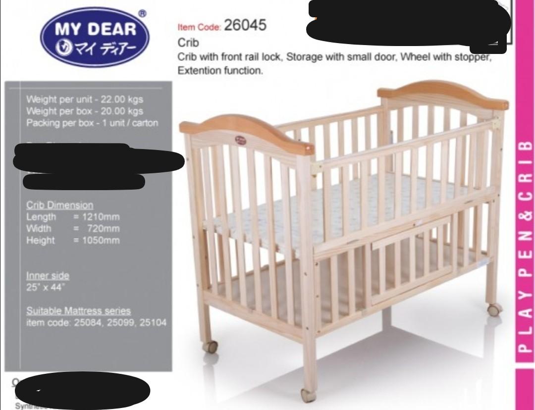 My Dear Solid Wood Baby Cot Cribs Babies Kids Cots Cribs On Carousell