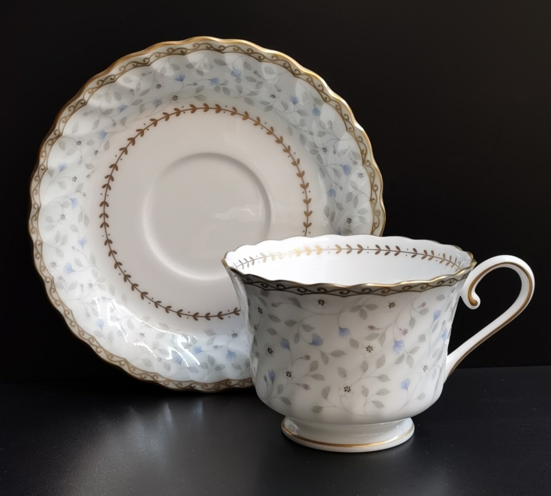 NIKKO Made in Japan Blue Prose Fine Bone China Cup And