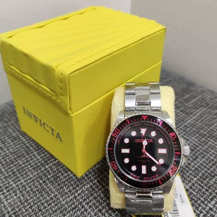 Orig Invicta Pro Diver 20121 Men s Round Black Ruby Analog Stainless Steel Watch 43MM
