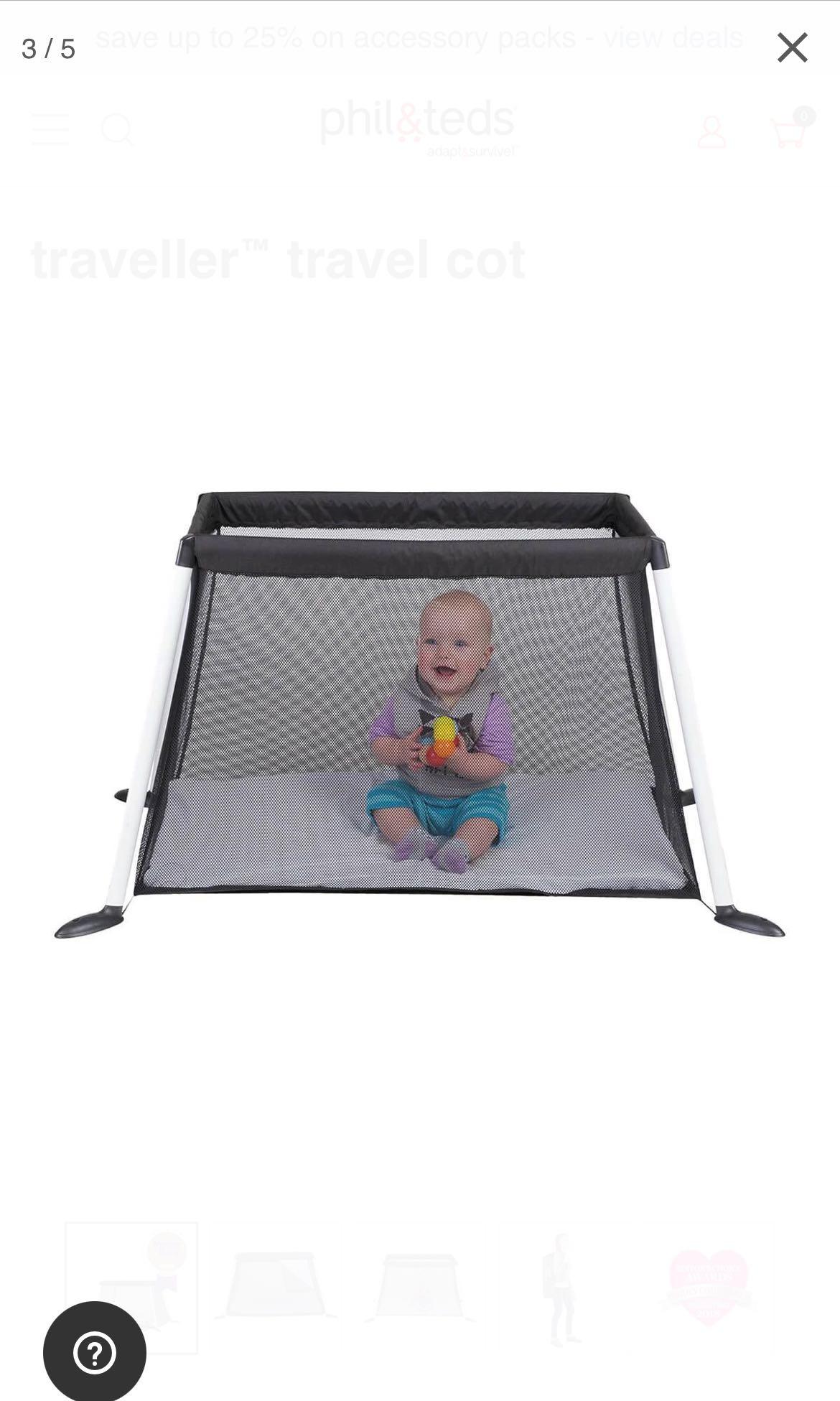 Phil & Teds Travel Cot, 兒童＆孕婦用品, 洗澡及換尿片, 洗澡及換尿片 其他用品 Carousell