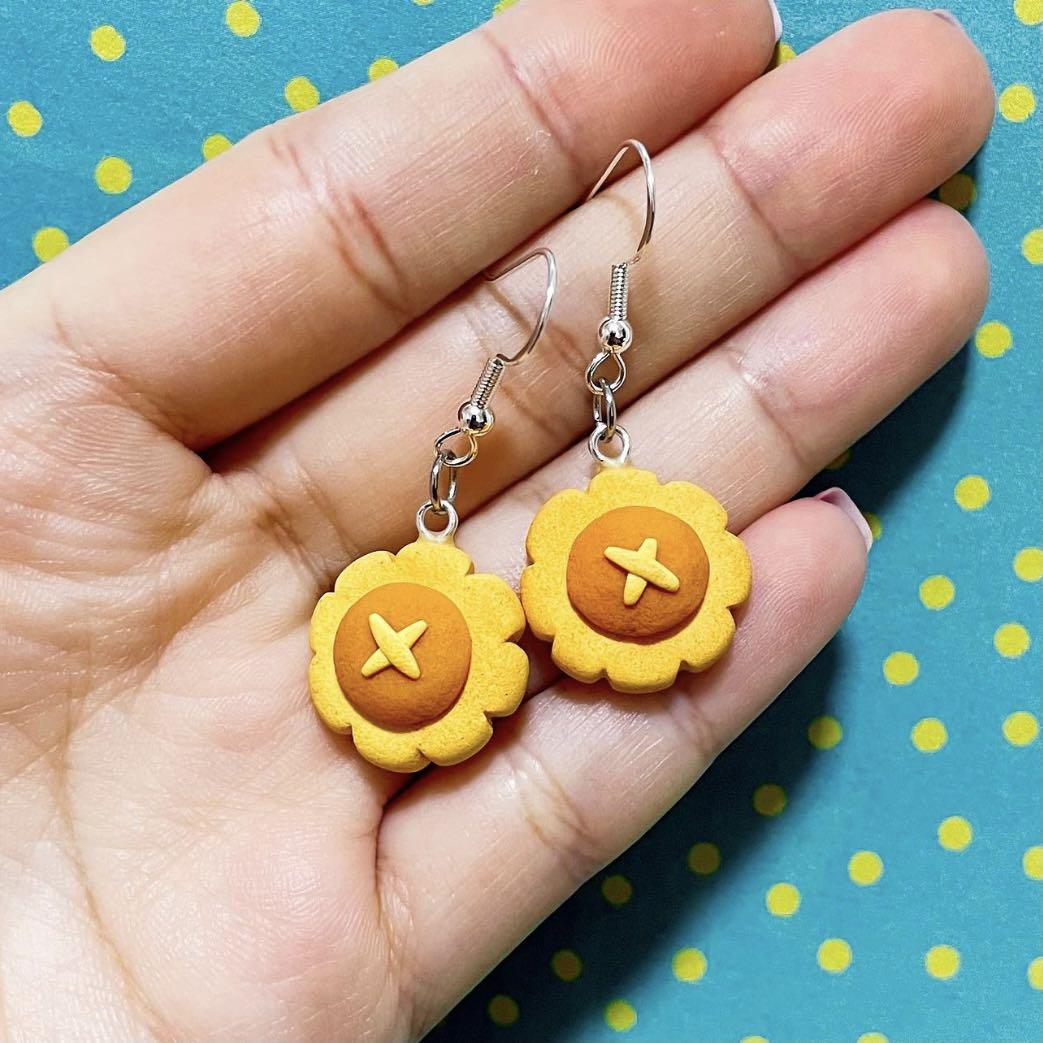 Polymer clay pineapple tart earrings