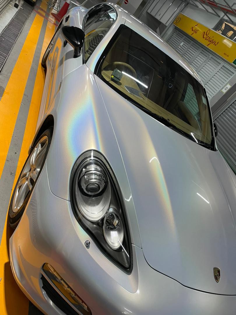 porsche panamera full wrap holographic white car accessories accessories on carousell