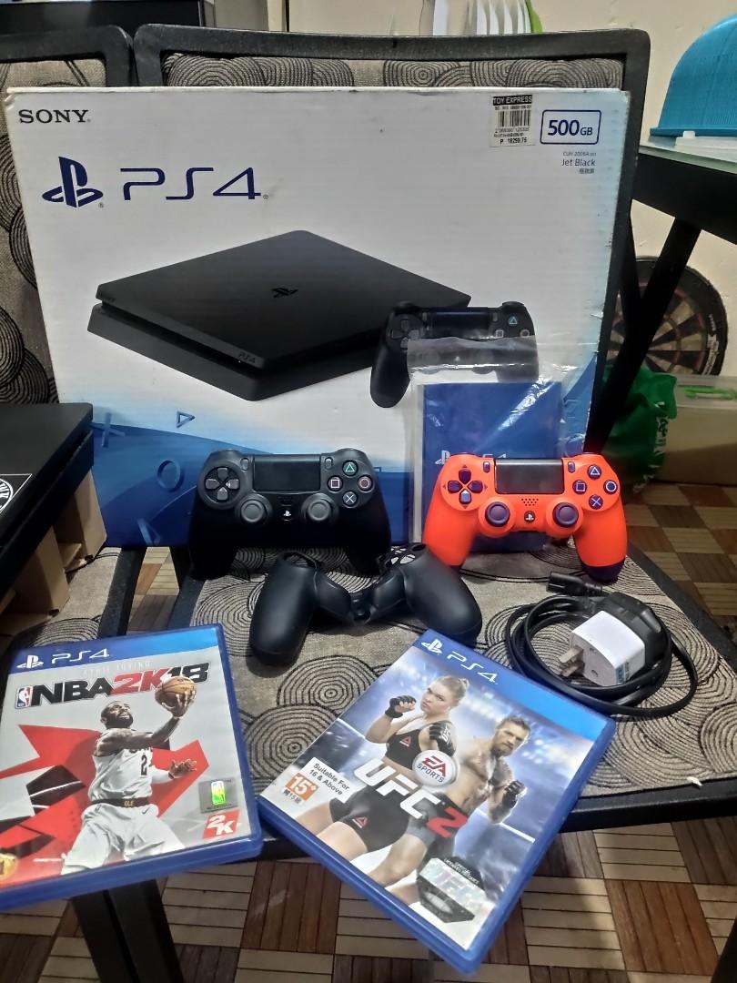 PS4 SLIM RUSH! NO ISSUE 500GB (Category: PlayStation) located in Pateros City. Submitted by sadizfrakachu (Listing ID 1071313304, Image 2). Description: For sale only! PS4 slim 500 gb 2 DS4 controller 2 Silicone for controller 2 games HDMi Power Supply Box and Manual. Good running condition, LALARUIN NALANG PO. What u see is what u get! 8k! 8k! 8k! FIXED PRICE. TAGUIG/MAKATI AREA..
