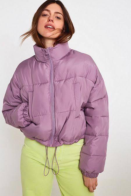 Pink puffer jacket urban outfitters top