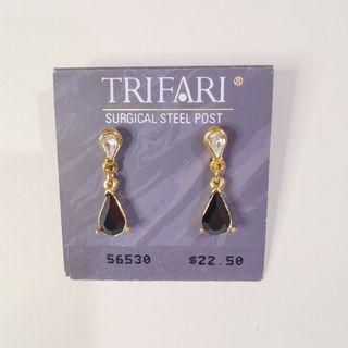 Vintage TRIFARI Teardrop earrings in original packaging