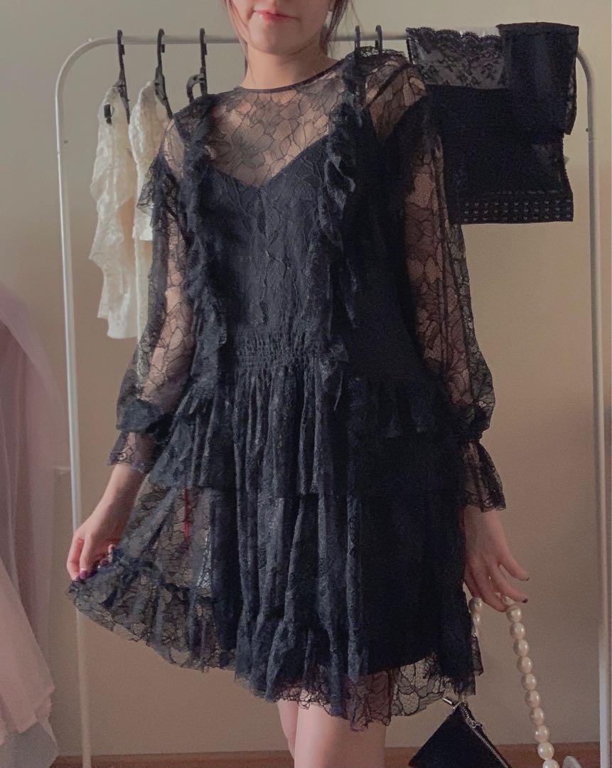 Black frill shop dress zara