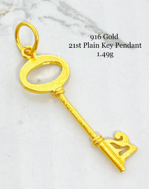 916 Gold 21st Plain Key Pendant