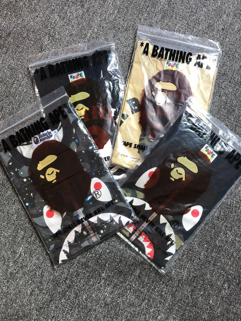A Bathing Ape BAPE Space Camo Shark Tee Men s Fashion Tops