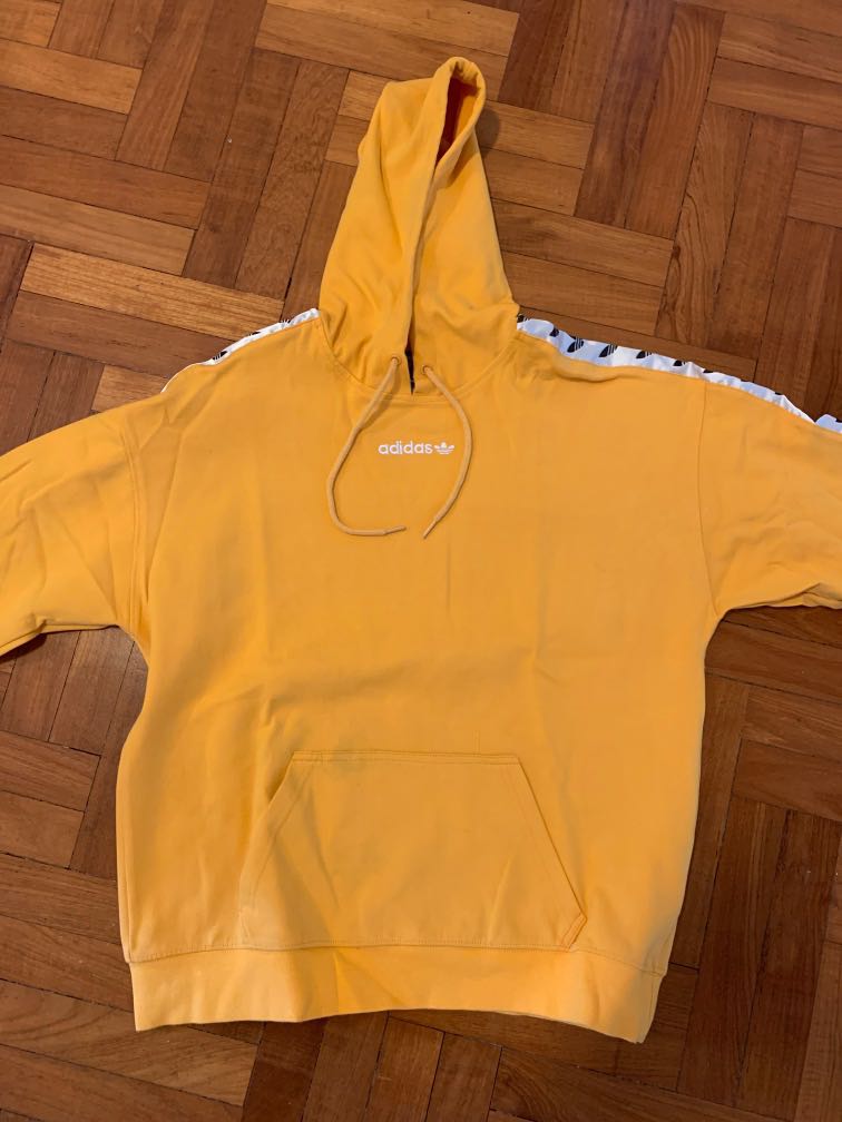 Adidas yellow cheap cropped hoodie
