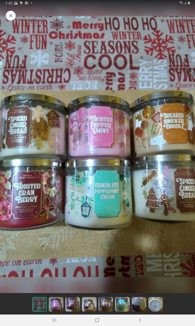 Bath & Body Works 3-wick candle (Category: Bath) located in Caloocan City. Submitted by yingwen_laoshi (Listing ID 1071568746, Image 1). Description: BBW 3-wick candles frm AUSTRALIA 411 grams/14.5 oz,NEW scents super SALE @ a steal price of 1K 😊😊😊 paubos sale npo so GRAB YOURS na MOP: GCASH/BDO RFS: decluttering, need cash.