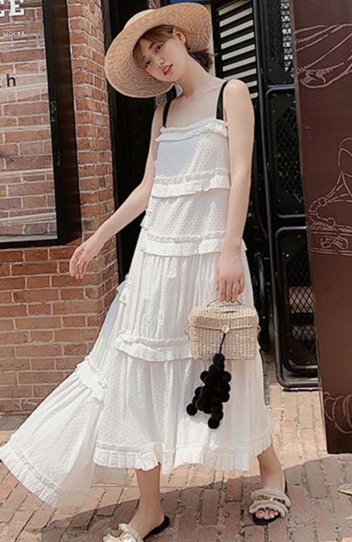 White dress with black straps top