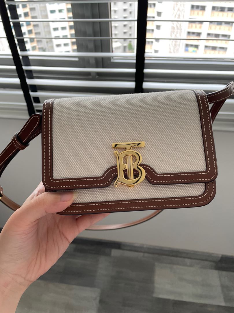 Burberry Mini Two-tone Canvas and Leather TB Bag, Luxury, Bags & Wallets on  Carousell