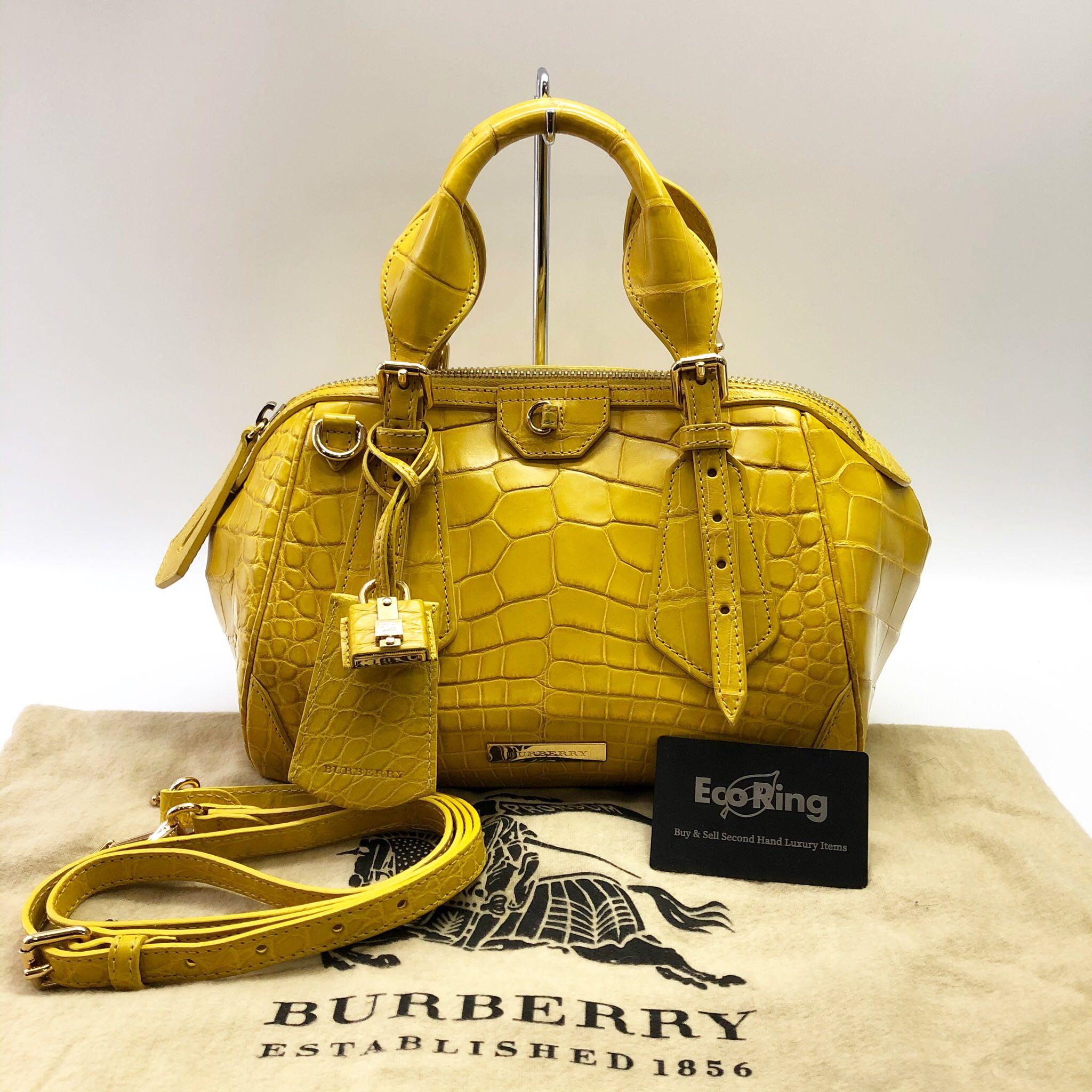 Burberry Yellow Alligator 2 Way Boston Hand Bag 217003085 &, Luxury, Bags &  Wallets on Carousell