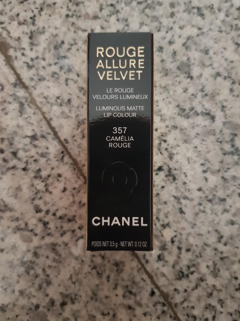 Chanel Rouge Allure Velvet Luminous Matte Lip Colour Shade 357 Camelia  Rouge (Chanel Lip Stick 357), Beauty & Personal Care, Face, Makeup on  Carousell