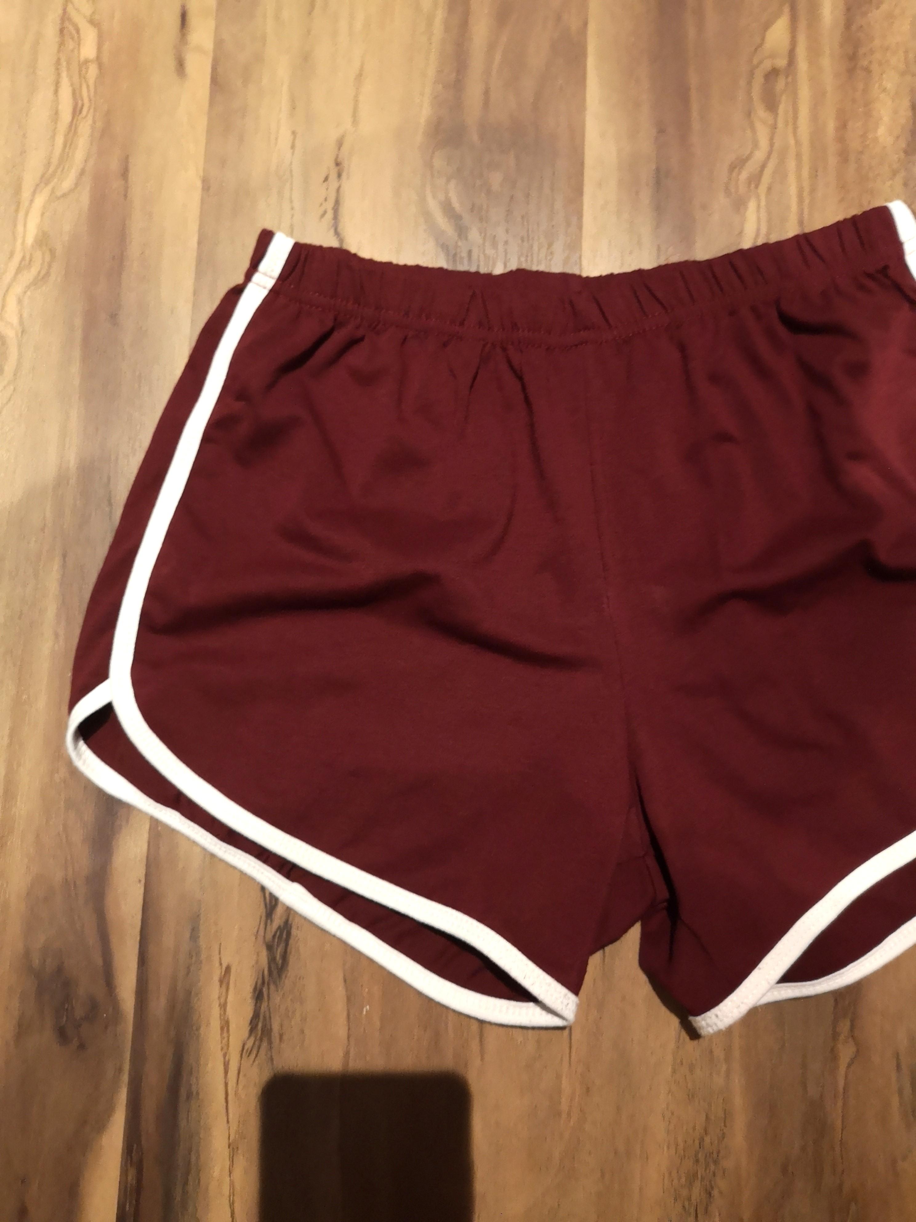 Maroon top workout shorts