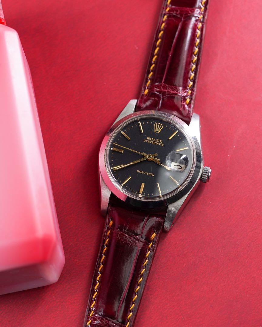 Maroon leather discount watch strap