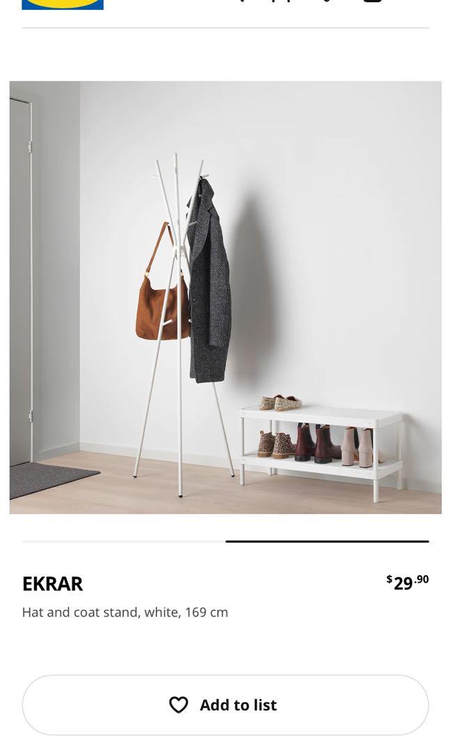 IKEA COAT HAT BAG HANGER WHITE EKRAR Furniture Home Living Furniture Shelves Cabinets Racks on Carousell