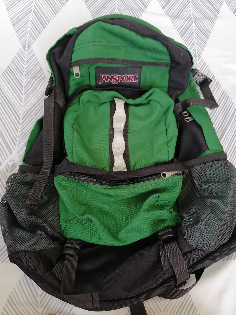 Jansport Green Backpack for Travel Hiking Men s Fashion Bags