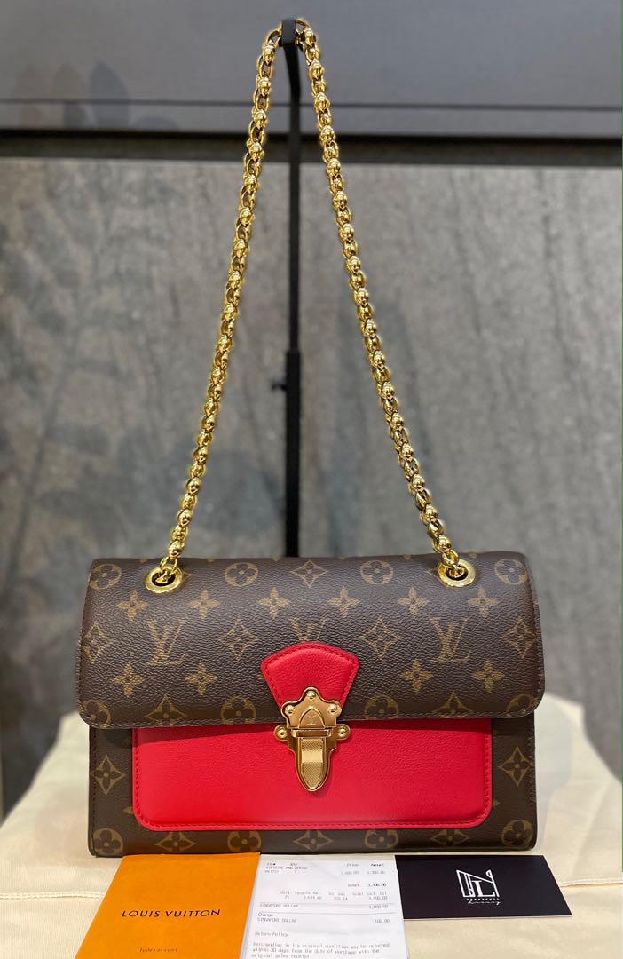 Buy Pre-Owned LOUIS VUITTON Victoire NM Monogram Canvas Cerise Red Leather