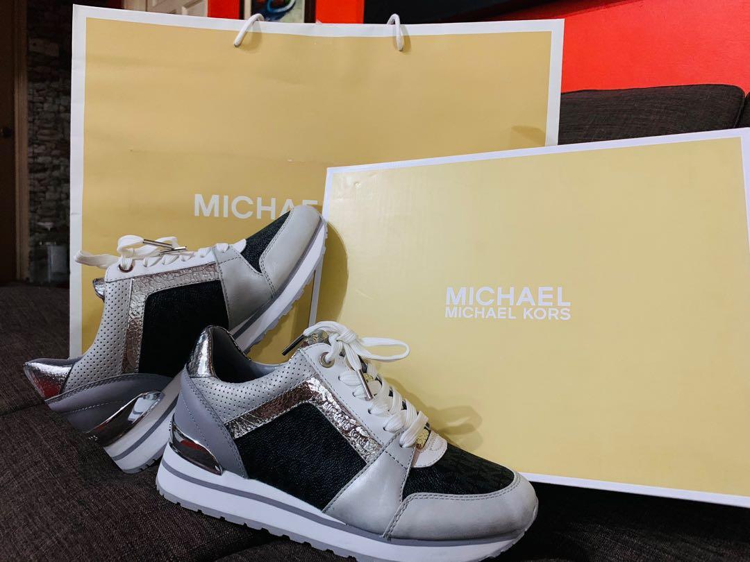 Michael michael kors billie metallic leather and satin sneaker store