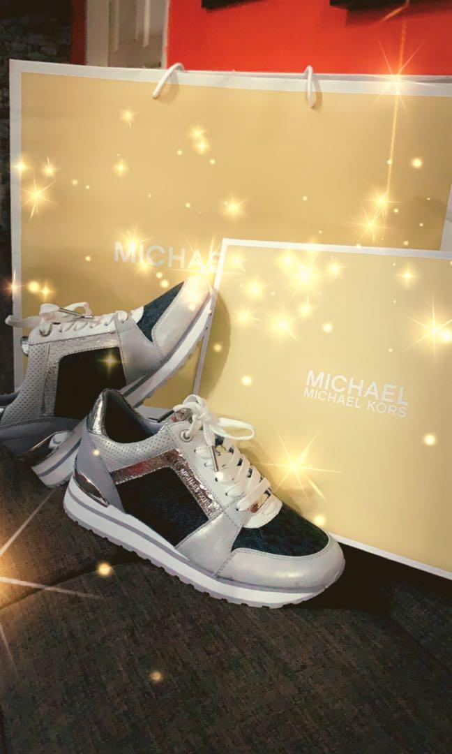Michael michael kors billie metallic leather and satin sneaker store