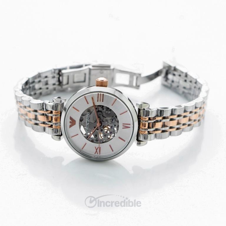 NEW Emporio Armani Meccanico Silver Rose Gold Stainless Steel