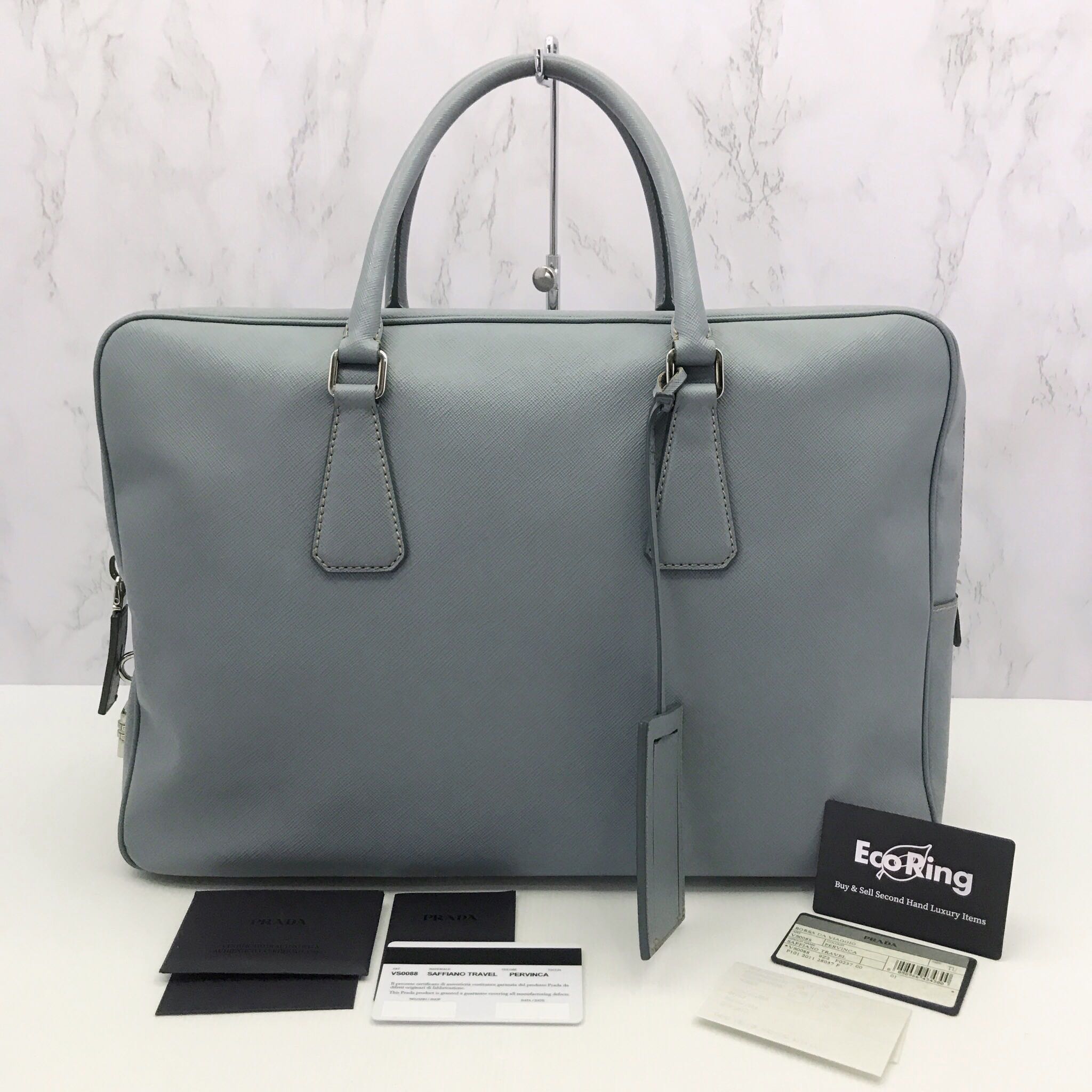 Prada Tessuto+Saffiano 2-Way bag Pervinca (light blue)